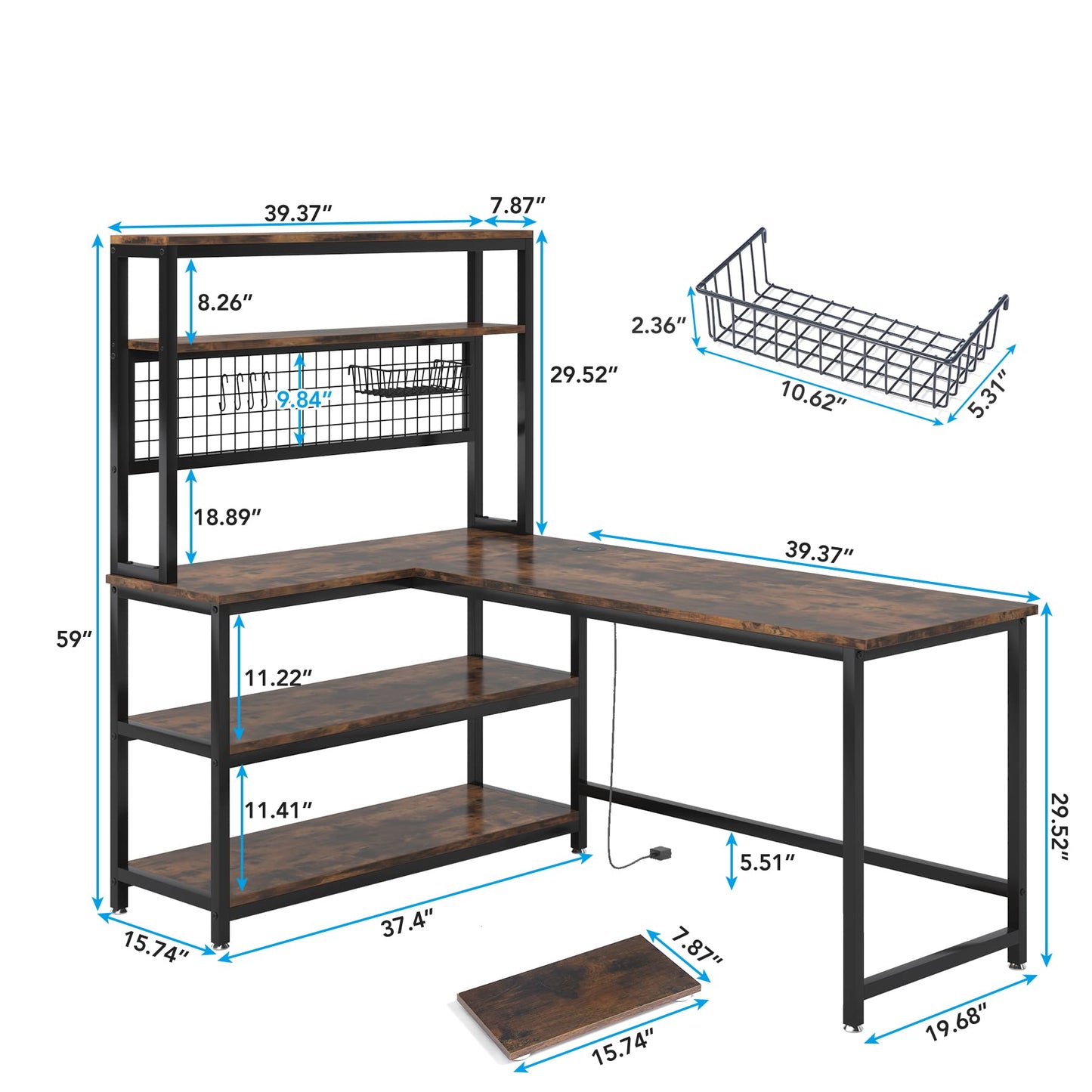 Tribesigns 55" L-Shaped Computer Desk with Wireless Charging and 5 Storage Shelves for Home Office - WoodArtSupply