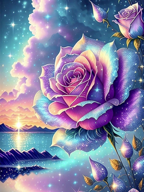 ijbnhd Diamond Art Kits for Adults - 5D Rose Diamond Painting Kits for Adults, DIY Full Drill Diamond Painting Kits, Sunset Gem Arts and Crafts for Home Wall Decor 12X16in ijbnhd