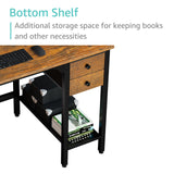 Lufeiya Computer Desk with Drawers - 40 Inch Work Small Desk for Bedroom Home Office, Simple Study Writing Table PC Desks with Drawer Storage Shelves, Rustic Brown Lufeiya