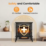 Joy Pebble Electric Fireplace Heater, 20'' Infrared Fireplace Heater 1000/1500W, 3D Realistic Flames Effect, ETL Certificated & Low Noise, Adjustable Flame Brightness, Overheating Protection Joy Pebble