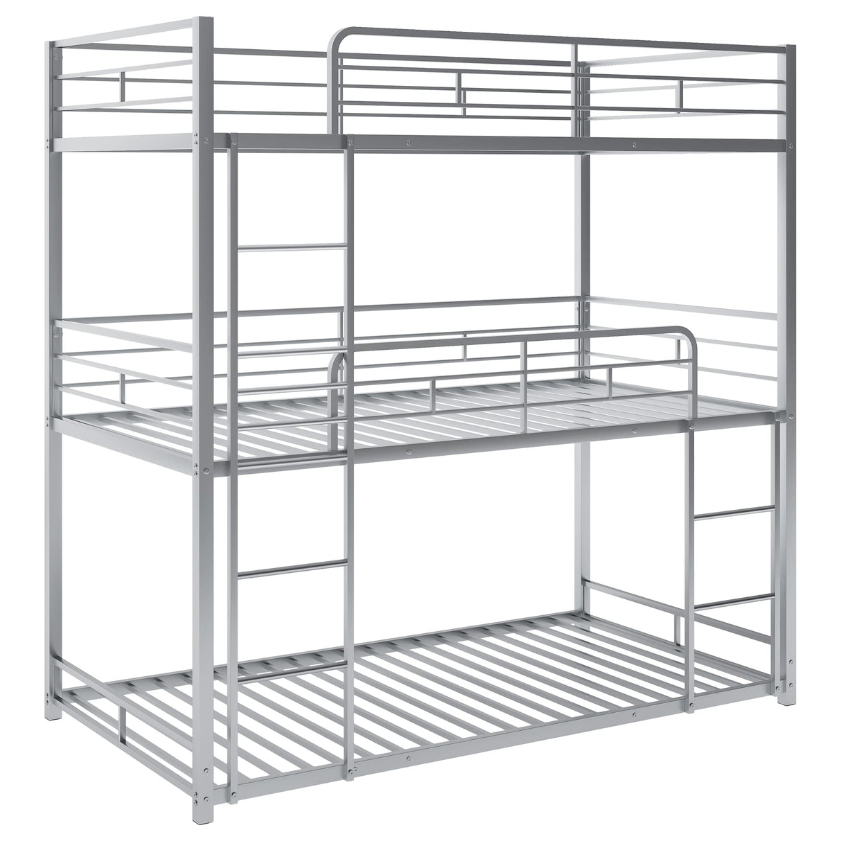 Bunk Beds, Metal Bunk Bed, Triple Bunk Bed for Kids,Teens, Adults, Girls, Boys, Detachable BunkBed Can Be Divided into 3 Twin Beds,No Box Spring Need (Silver) Anwick