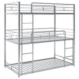 Bunk Beds, Metal Bunk Bed, Triple Bunk Bed for Kids,Teens, Adults, Girls, Boys, Detachable BunkBed Can Be Divided into 3 Twin Beds,No Box Spring Need (Silver) Anwick
