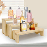 Yikaroeli Display Risers-3 Tier Wood Risers Decorative Rectangular, 6-piece Set Display Stands Arranging and Showcasing your favorite items(Nature) Yikaroeli