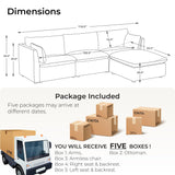 CHITA Sectional Modular Down Filled L Shape Sofa, Comfty Feather L Shape Cloud Couch,FSC Certified L Shaped Couch for Living Room, 114 inch Width,4 Seat with Storage Ottoman, Cream CHITA