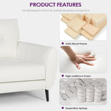 Sofa Couch 61" Small Loveseat Couches for Living Room White Leather Couch Mid Century Modern Tufted Mini Sofa Comfy Office 2 Seat Settee Love Seat Small Couches for Small Spaces Bedroom (3, White) TYBOATLE