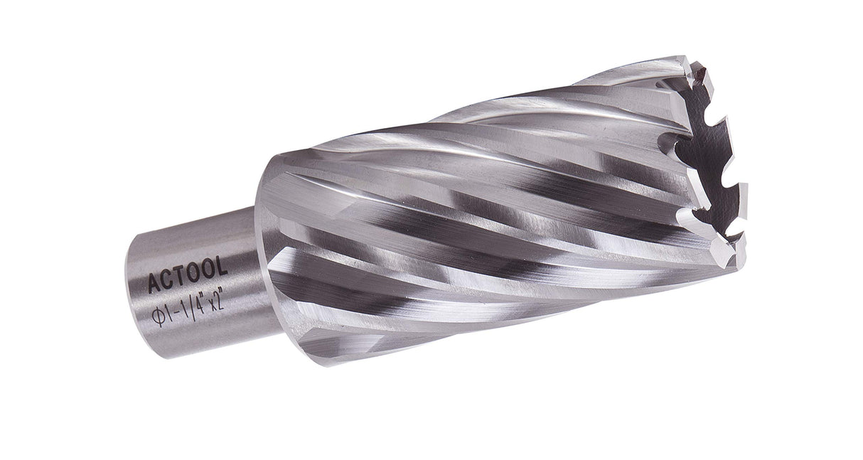 ACTOOL 1-1/4" Diameter × 2" Depth of Cut HSS ANNULAR Cutter with 3/4'' Weldon Shank ACTOOL