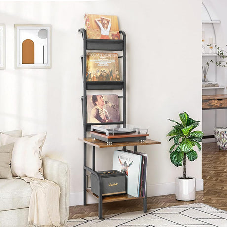 Record Player Stand with Vinyl Storage, Record Player Table with Vinyl Record Storage up to 200 Albums, Turntable Stand with Record Holder Vinyl Display Shelf, Record Player Cabinet Organizer Rack Tewinko