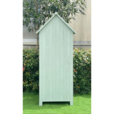 Hanover Outdoor Storage Shed with Shelves and Lock, 8.7 cu. ft. Capacity, Vertical Wood Shed for Tools, Equipment, and Garden Supplies, Modern Fir Wood Shed in Mint with Waterproof Roof and Floor Hanover