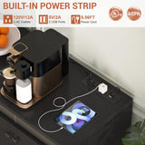 Aheaplus Sideboard Buffet Cabinet with Power Outlet, Kitchen Storage Cabinet with LED Light & Doors, Accent Cabinet Cupboard Buffet Table with Storage for Dining Room, Living Room, Hallway, Black Aheaplus