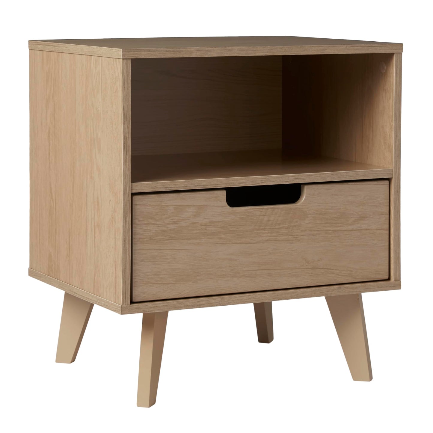 Walker Edison Raelyn Mid-Century Modern 1-Drawer Nightstand, 20 Inch, Riviera - WoodArtSupply