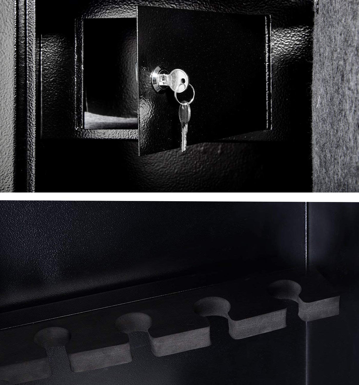 Quicktec Larger and Deeper Rifle Safe, New and Improved Gun Safe for 5-6 Rifles and Shotguns for Home, Quick Access Gun Cabinet (w or w/o Scope) with Lockbox Silent Mode Quicktec