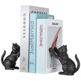 Cat Decorative Bookends, Cute Book Ends to Hold Books, Bookends for Shelves, Unique Cast Iron Book Stopper for Heavy Books, Cat Office Decor, 1 Pair/2 PCS JOUTYFOR