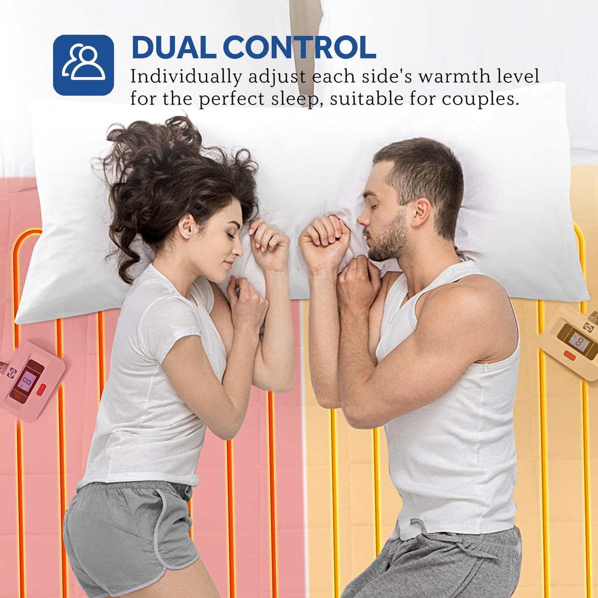 Sealy Electric Mattress Pad King Size, 10 Heating Settings Heated Mattress Pad, Bed Warmer with Dual Controller & Auto Off 1-12 Hours, Fit Up to 17 Inch, Machine Washable, 78"x80" Sealy