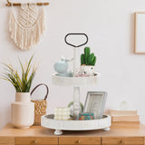 2 Tiered Tray Stand Decor, Wooden 13 Inch Tiered Tray Decor for Farmhouse, Kitchen, Coffee Bar, Home, Suit for Halloween, Fall Thanksgiving, Christmas, New Year BAIVV