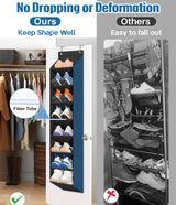 SLEEPING LAMB 2 Pack Narrow Over The Door Shoe Organizer with 8 Large Deep Pockets, Hanging Shoe Rack for Closet Door Storage for Boots, Sneakers (Black) SLEEPING LAMB