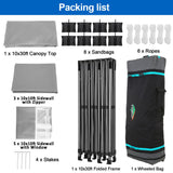 COBIZI 10x30 Pop up Canopy Tent 10x30 Canopy with 8 Sidewalls Waterproof Heavy Duty Commercial Canopy Tent for Parties Outdoor Tent Garden Gazebo Tent, Carry Bag with Wheel(10x30ft, Gray) COBIZI