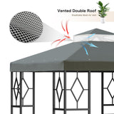 Pelnuies 10x10 Canopy Replacement Top, Double Tiered Grill Gazebo Cover with Gauze Net, Sun and Rainproof Canopy Top Cover for Yard, Patio and Garden(Gray) Pelnuies