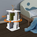 KeruRome 2 Tier Rotating Bookshelf 360 Display Round Floor Standing Revolving Bookcase Storage Rack Book Shelf Organizer for Small Space Bedroom Living Room White KeruRome