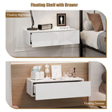 HedoAjim White Floating Nightstand with Drawer – Modern Wall-Mounted Storage for Bedroom or Living Room HedoAjim