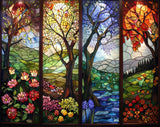 5D Diamond Art Painting Kits for Adult Beginners,Four Season Life of Tree Flower Diamond Art Kits,Full Drill Paint with Diamond Dot Gem Art Painting for Home Decor 12x16 inch Semneroy