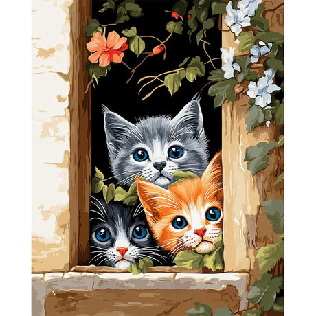Natuyalo Painting by Numbers for Adults - Three Little Kittens Adult Paint by Number Kits for Beginners, Animals Cats DIY Art Craft Kits for Ideal Gift No Frame (16x20 Inch) Natuyalo
