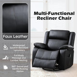 ANJ Swivel Rocker Recliner Chair, Manual Rocking Glider Massage Recliner with Heat, Overstuffed PU Leather Big Large Recliner for Living Room Bedroom Nursery ANJ