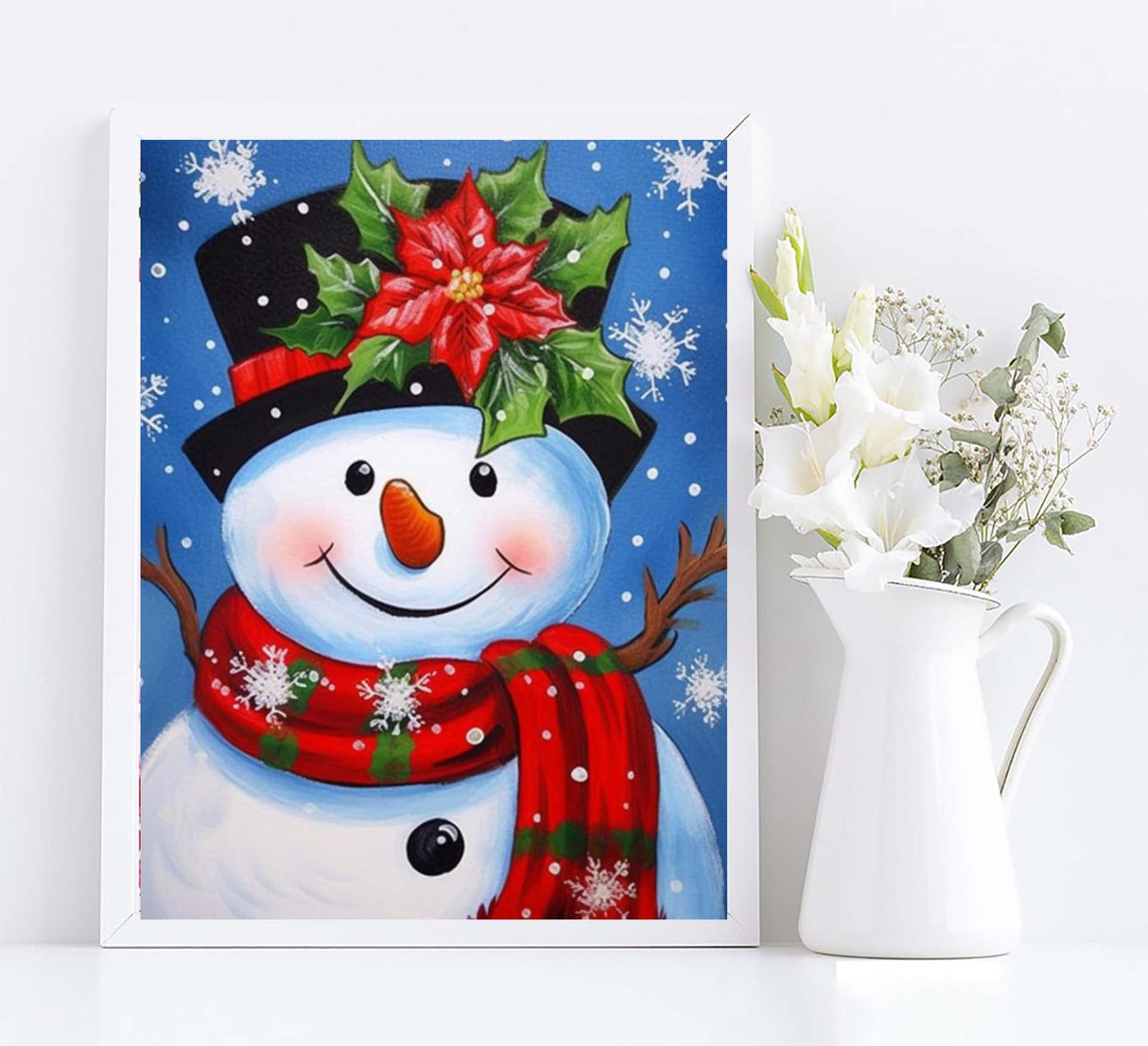 Diymood Paint by Numbers for Adults Christmas, DIY Oil Painting Snowman Acrylic Paint by Number Kits for Kids Adults Beginner for Home Elder Wall Decor 16x20 Inch Diymood
