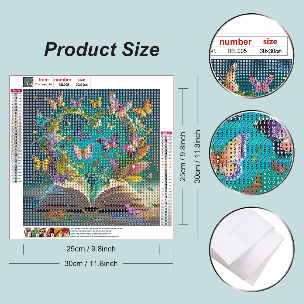 Reluohuo Book Diamond Art Kits for Adults, Love 5D Full Drill Diamond Painting Kits for Beginner, DIY Diamond Painting Kits for Home Wall Decor, 12x12 Inch Reluohuo