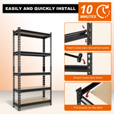 BIG RED Storage Shelving Unit, 5-Tier Adjustable, Heavy Duty Metal Garage Shelves/Utility Rack for Kitchen, Pantry, Basement, Bathroom, Laundry - 2,000 lbs Capacity, Black, 72" H x 35" W x 12" D BIG RED