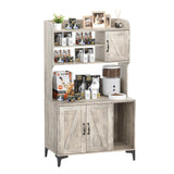 Large Cat Litter Box Enclosure Furniture with 3 Open Shelves and Storage Cabinet, Farmhouse Cat House Washroom with Scratch Pad, Modern Wood Pet House Side End Table for Livingroom Bedroom Doppeltcharms