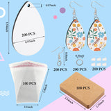Riceshoot 800 Pieces Sublimation Earring Blanks Bulk with Earring Hooks, Jump Rings, Ear Plugs, Earring Cards Holder and Transparent Packaging Bags Unfinished MDF Earrings for DIY Making (Teardrop) Riceshoot