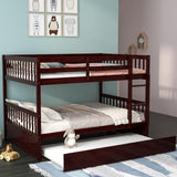 KOMFOTT Solid Wood Full Over Full Bunk Bed with Trundle and Ladder – Space-Saving Design for Teens and Adults KOMFOTT