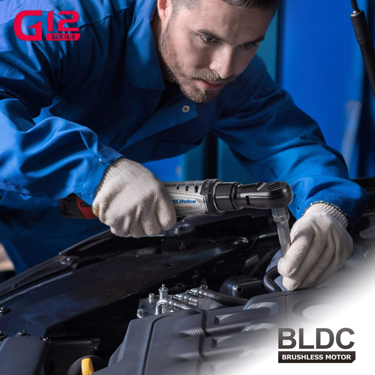 ACDelco ARW1210-4P G12 Series 12V Cordless Li-ion ½” 70 ft-lbs. Brushless Ratchet Wrench Tool Kit ACDelco