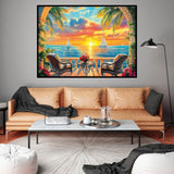 CHWGLFGG 5D Diamond Art Kits for Adults Beginners, Ocean Sunset Landscape Diamond Painting Kits, DIY Full Round Drill Paint by Diamonds Dot Gem Art for Adults, Home Wall Decor 12x 16 Inch CHWGLFGG