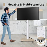 FITUEYES Rolling TV Stand for 32 to 65 70 Inch TVs, Portable Mobile TV Cart on Wheels, Tall Universal Floor Stands with Swivel Mount, Fit Corner, Bedroom, Outdoor, Small Dorm (White) FITUEYES