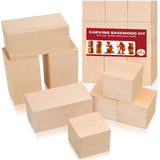 Basswood Carving Blocks, Large Whittling Wood Blocks Wood Carving Kit with 2 Different Sizes, Bass Wood for Wood Carving Easy to Use, for Kids and Adults （8 Pcs） K KERNOWO