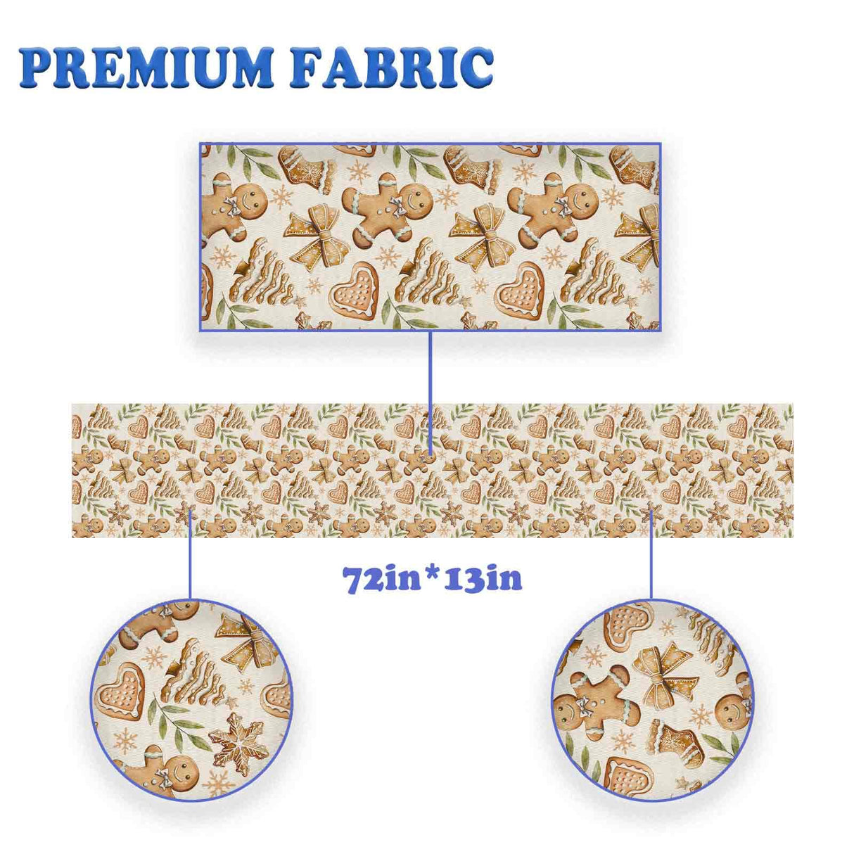 Gingerbread Man Table Runner Country Christmas Gingerbread House Table Runners Seasonal Kitchen Dining Table Decoration for Winter Farmhouse Home Party Banquet Decor 13x72 Inch GPGHE