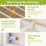 DICTAC Low Loft Bed Twin Size with Reading Corner Metal Twin Loft Bed with LED Lights,Sling Drawers and Bookshelf,loft Bed with Storage Basket and Bins,13.98" H Safety Guardrail and Stairs,White DICTAC