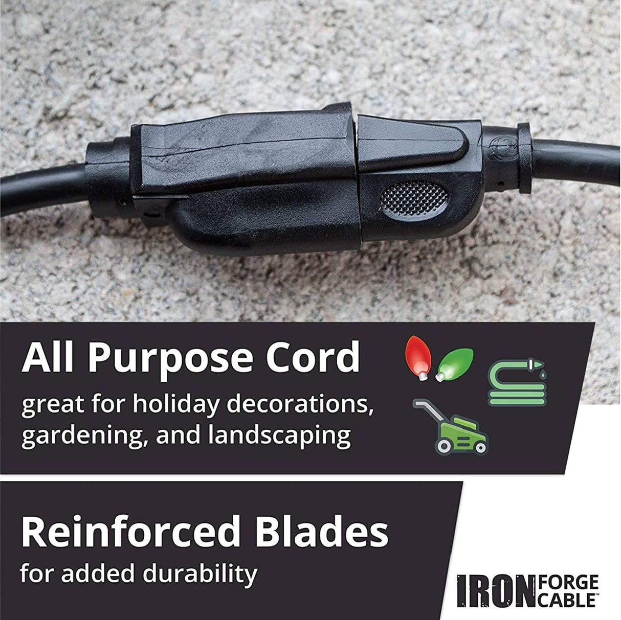 Iron Forge Cable 100 ft Heavy Duty Extension Cord Outdoor, SJTOW Oil Resistant 12 Gauge Lighted Extension Cord 3 Prong, 12/3 Black Industrial Electrical Cable 15 Amp for Farm, Ranch, Appliances IRON FORGE CABLE