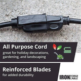 Iron Forge Cable 100 ft Heavy Duty Extension Cord Outdoor, SJTOW Oil Resistant 12 Gauge Lighted Extension Cord 3 Prong, 12/3 Black Industrial Electrical Cable 15 Amp for Farm, Ranch, Appliances IRON FORGE CABLE