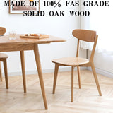 Grewood 100% Solid Oak Wood Dining Chairs Set of 2, Mid Century Modern with Wide Rounded Backrest, Chairs for Dining Room, Kitchen Chairs, Original Wood Color Grewood