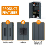 30 Cubic Ft. Vertical Resin Outdoor Storage Shed with Lockable Double Doors,Tall Storage Cabinet with 4 Shelves, Weather-Resistant Multi-Wall Panels,Storage Shed for Patio, Garden, Yard, Grey ZYJOYY