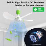 Roodike Mini USB Ceiling Fan for Camping Tent, 17" Portable Hanging Ceiling Fan for Outdoor Gazebo or RV, 13.2ft Long Cord with on/off Button, DC 5V, 330 RPM Rotation Speed, 36 dB Quiet Roodike