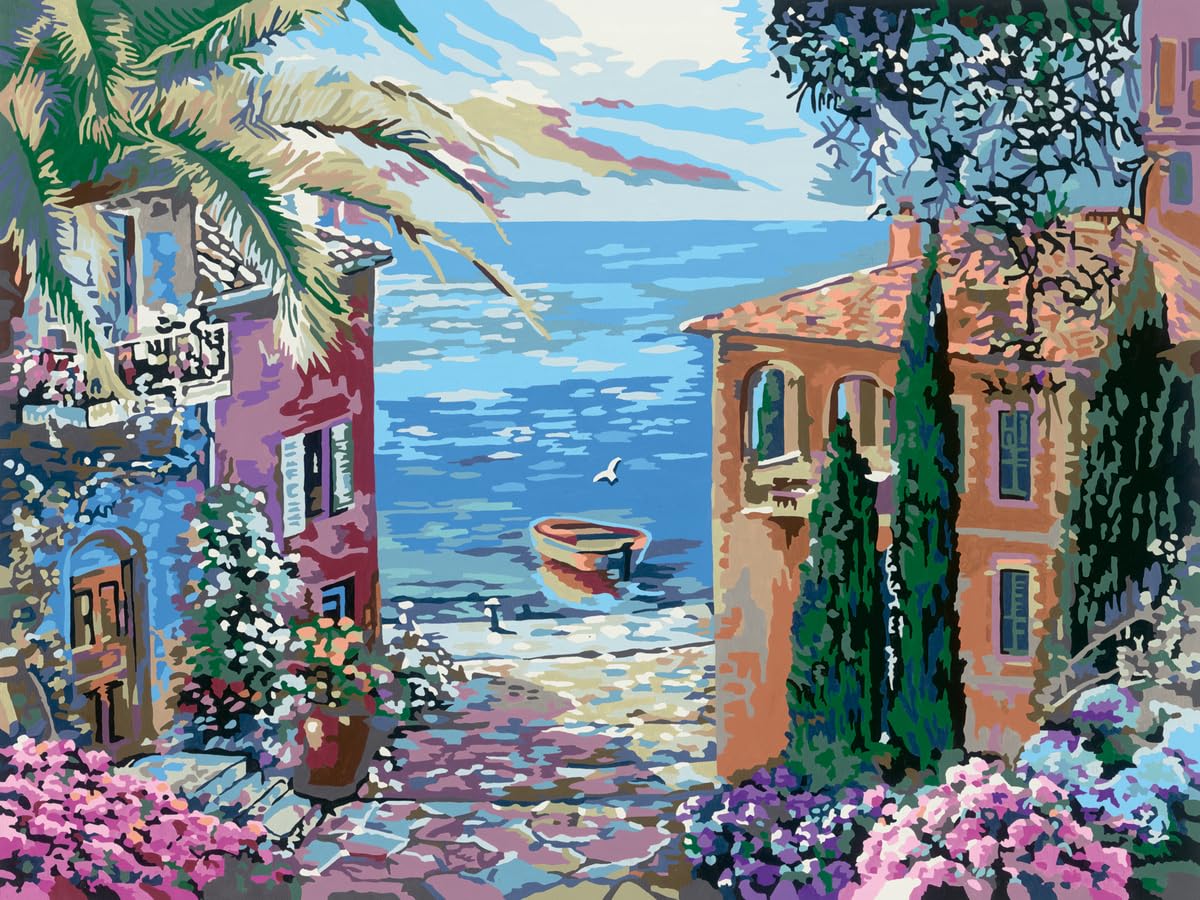 Ravensburger CreArt Mediterranean Landscape Paint by Numbers Kit for Adults - Painting Arts and Crafts for Ages 14 and Up Ravensburger