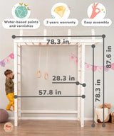 Woodandhearts Swedish Ladder Indoor Playground, Climbing Wall for Kids, Montessori Climbing Set, Indoor Jungle Gym for Toddlers (Pair of Gymnastic Rings) Wood And Hearts