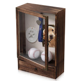 Pet Memorial Shadow Box with Drawer, Alphanumeric Molds & Air-Dry Clay, Deep Wooden Display Case for Dog Collar, Toys, Photos, Keepsakes, 11x16x3.7 Inch Frame for Custom Pet Memorial Gifts VAULTUSCN