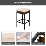 CKLMMC 10-Piece Outdoor Patio Dining Set, Acacia Wood Bar Height Table with Foldable Tabletop and Four Stools with Cushions, High-Dining Bistro Set CKLMMC