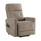 Lexicon Power Lift Recliner with Heat and Massage for Adults Elderly Ergonomic, Textured Microfiber Tufted Lounge Chair Classic Single Sofa Recliner with Side Pockets, Home Theater Seating, Brown Lexicon