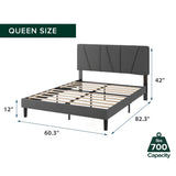 ZINUS Queen Maya Upholstered Bed Frame with Asymmetric Headboard, Durable Wooden Slats, Sturdy Framework, Noise Free Sleep, No Box Spring Needed, Easy Assembly, Eco Friendly Packaging, Dark Grey Zinus