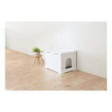 TRIXIE XL Furniture Litter Box Enclosure (White), Hidden Litter Box for Cats with Openings on Either Ends & Large Ventilations Slots, Double Doors for Easy Cleaning, Removable Divider TRIXIE